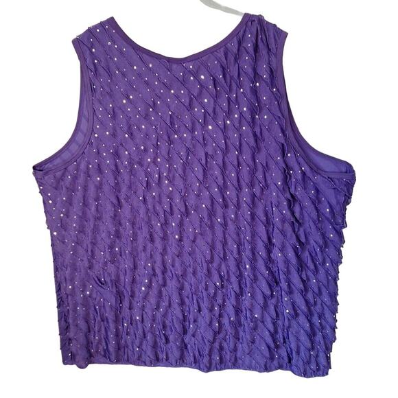 Fashion Bug Purple Ruffled Tank Top Sequins Women Size 4X - Picture 5 of 5